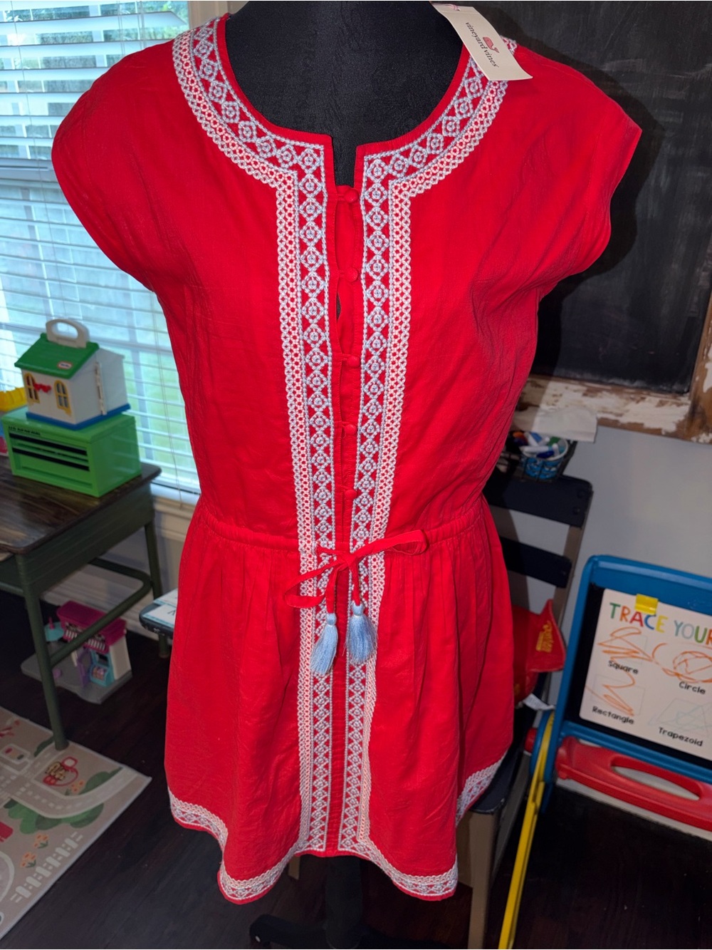 Vineyard Vines lattice lighthouse Red Embroidered dress NWT!